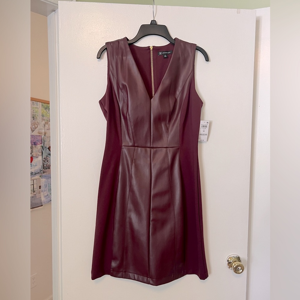 NWT -- International Concepts / INC Women’s Faux Leather Panel Midi Dress